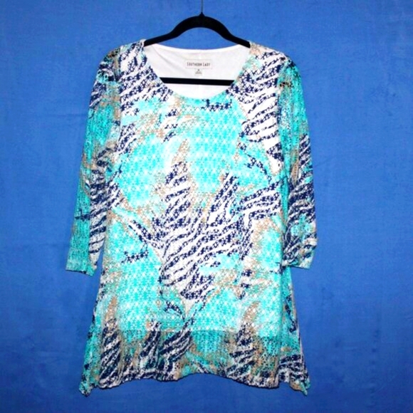 Southern Lady Abstract Print Tunic Top Multi-color Medium - Picture 2 of 4